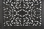 Black Carved Floral Distressed Solid Wood Queen Bed Frame