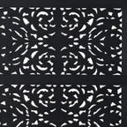 Carved Solid Wood King Black Bed