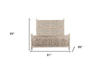 Gray Carved Floral Solid Wood King Bed Frame