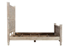Gray Carved Floral Solid Wood King Bed Frame