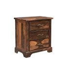 27" Dark Brown Solid Wood Three Drawer Nightstand