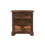 27" Dark Brown Solid Wood Three Drawer Nightstand