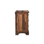 27" Dark Brown Solid Wood Three Drawer Nightstand