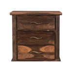 27" Dark Brown Solid Wood Three Drawer Nightstand