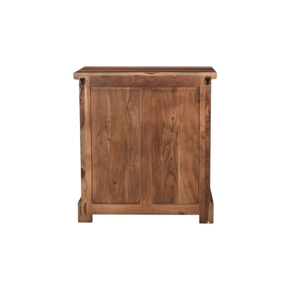 27" Dark Brown Solid Wood Three Drawer Nightstand