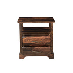 27" Dark Brown Solid Wood Two Drawer Nightstand
