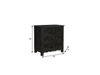 30" Black Solid Wood Distressed Three Drawer Nightstand