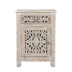 30" White Solid Wood Distressed One Drawer Nightstand