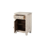 30" White Solid Wood Distressed One Drawer Nightstand