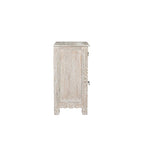 30" Distressed White One Drawer Carved Floral Solid Wood Nightstand