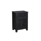 30" Black Solid Wood Distressed One Drawer Nightstand