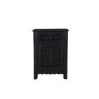 30" Black Solid Wood Distressed One Drawer Nightstand