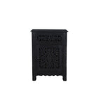 30" Black Solid Wood Distressed One Drawer Nightstand