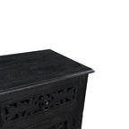30" Black Solid Wood Distressed One Drawer Nightstand