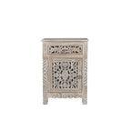 30" Gray Solid Wood Distressed One Drawer Nightstand