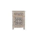 30" Gray Solid Wood Distressed One Drawer Nightstand
