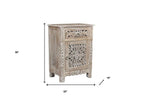 30" Gray Solid Wood Distressed One Drawer Nightstand
