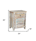 30" White Solid Wood Distressed One Drawer Nightstand