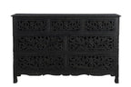 57" Black Solid Wood Seven Drawer Dresser