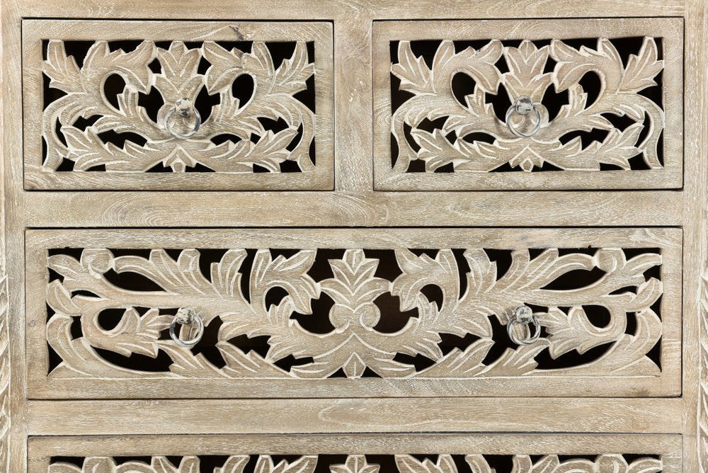35" White Solid Wood Six Drawer Chest