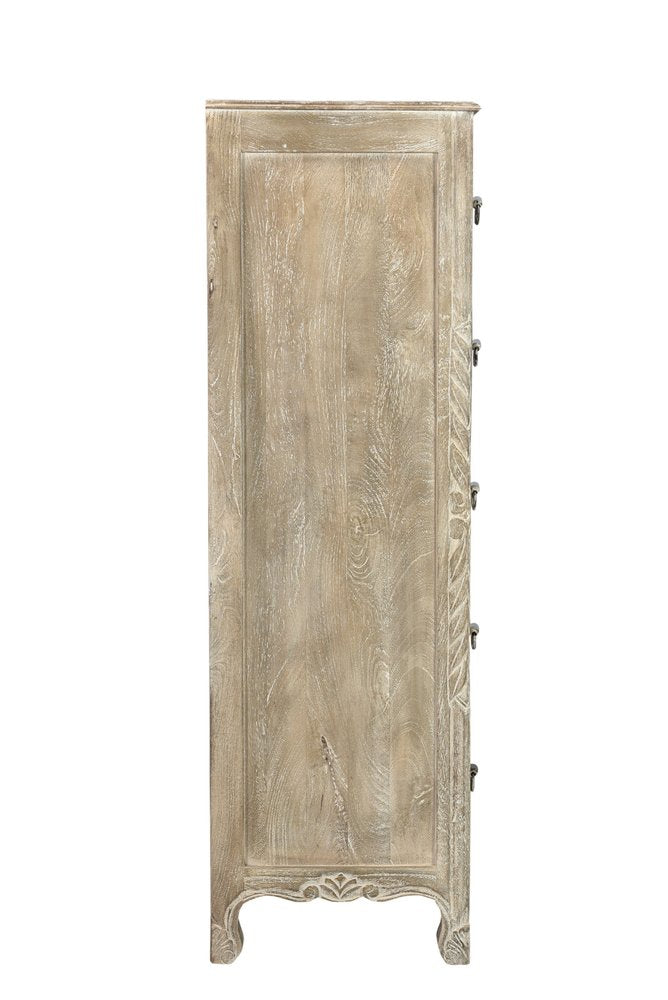 35" White Solid Wood Six Drawer Chest