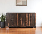 72" Dark Brown Solid Wood Live Edge Sideboard with Six Doors