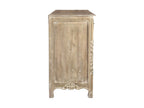 66" Gray Distressed Solid Wood Carved Floral Six Drawer Sideboard with Two Doors