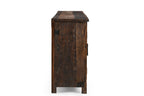 84" Dark Brown Distressed Reclaimed Wood Paneled Sideboard with Six Doors