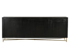 95" Black Distressed Solid Wood Carved Geometric Sideboard with Six Doors