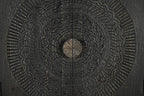 95" Black Distressed Solid Wood Carved Geometric Sideboard with Six Doors