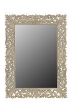 35" Gray Floral Carved Solid Wood Framed Accent Mirror