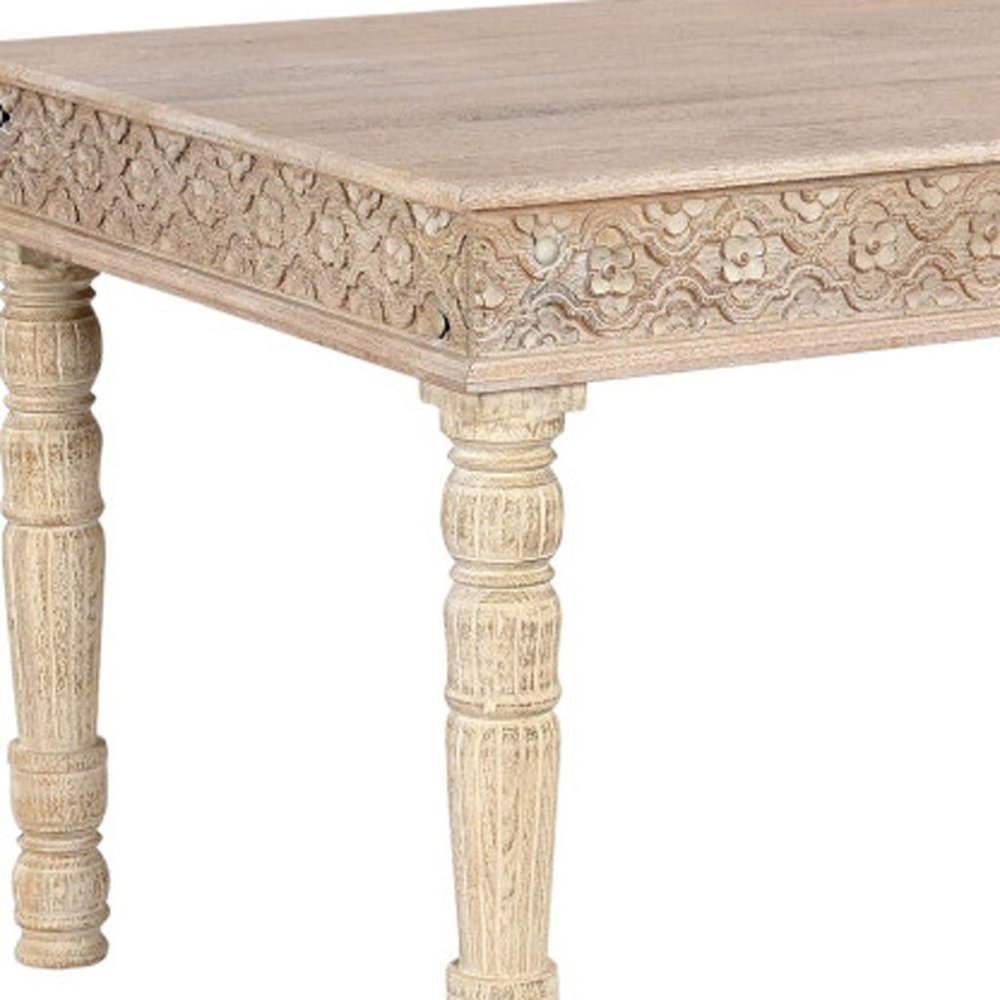 60" White Solid Wood Dining Table