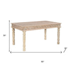 60" White Solid Wood Dining Table