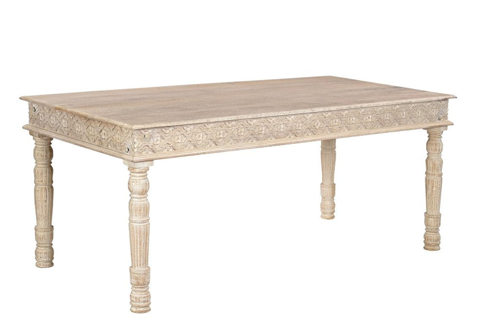 60" White Solid Wood Dining Table