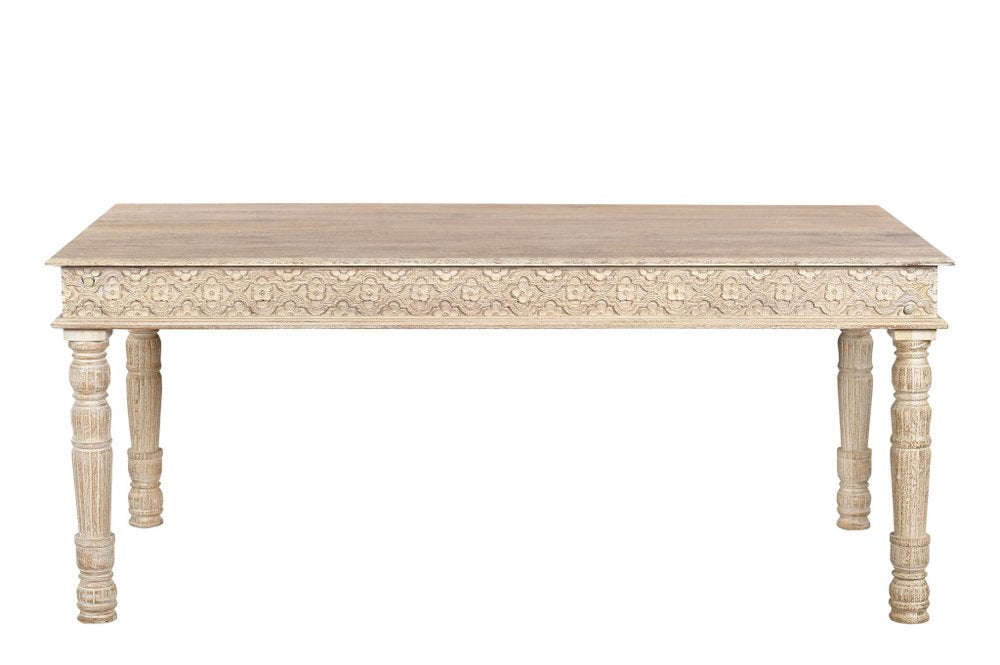 60" White Solid Wood Dining Table