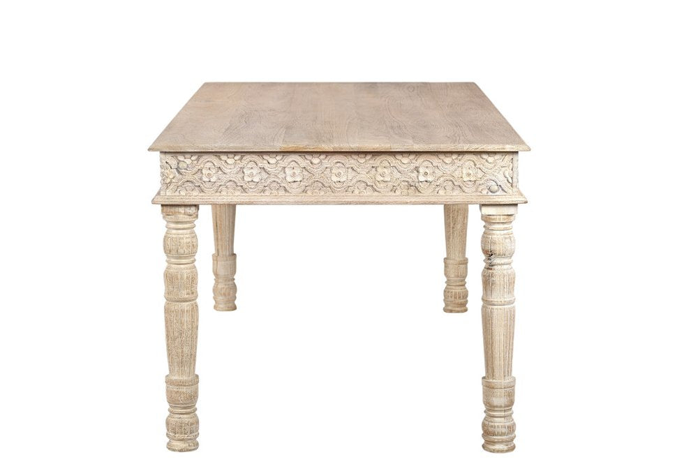 60" White Solid Wood Dining Table