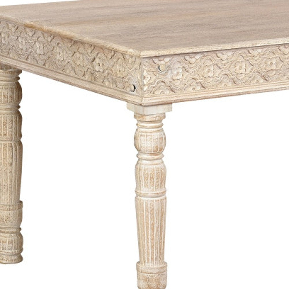 60" White Solid Wood Dining Table