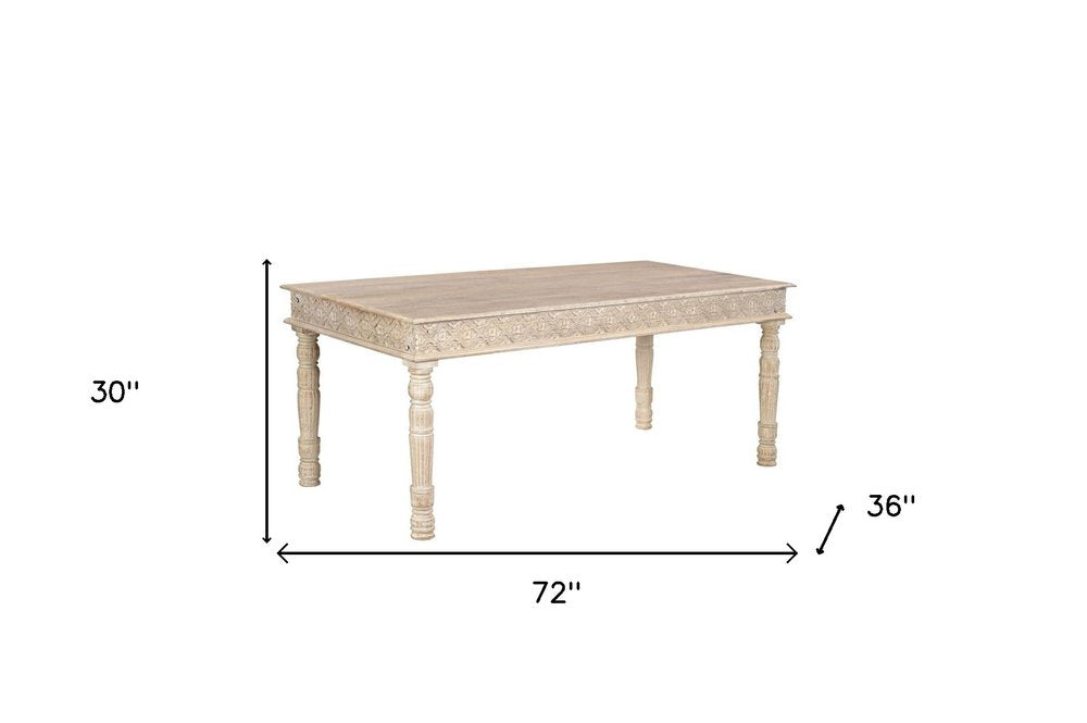 60" White Solid Wood Dining Table