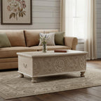 49" Natural Solid Wood Distressed Lift Top Coffee Table
