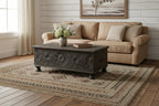 49" Black Solid Wood Distressed Lift Top Coffee Table