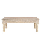 51" White Solid Wood Distressed Coffee Table