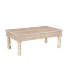 51" White Solid Wood Distressed Coffee Table