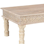 51" White Solid Wood Distressed Coffee Table