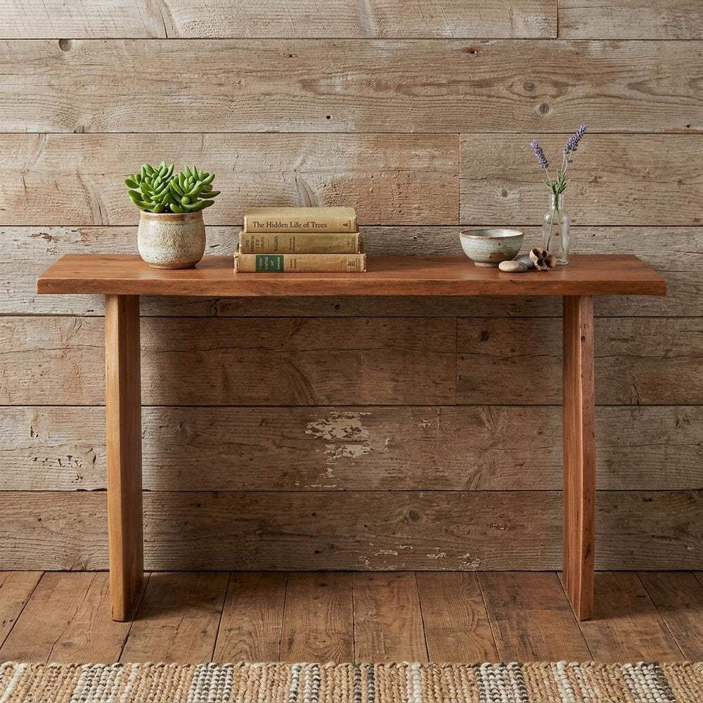 57" Chestnut Solid Wood Sled Console Table