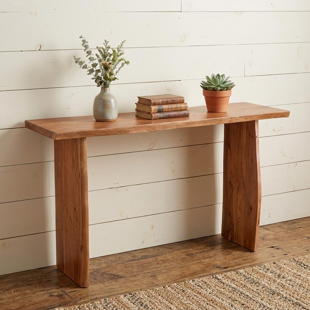 57" Chestnut Solid Wood Sled Console Table