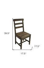 Set of Two Dark Brown Wood Ladder Back Dining Side Chairs