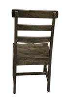 Set of Two Dark Brown Wood Ladder Back Dining Side Chairs