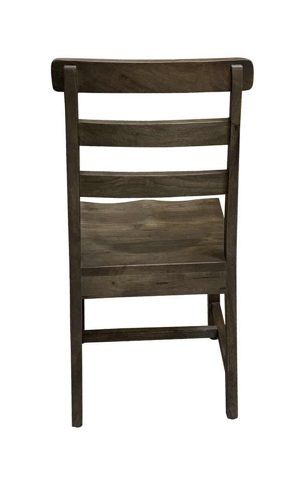 Set of Two Dark Brown Wood Ladder Back Dining Side Chairs