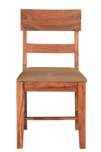 Set of Two Brown Upholstered Fabric Slat Back Dining Side Chairs