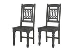 Set of Two Black Wood Slat Back Dining Side Chairs